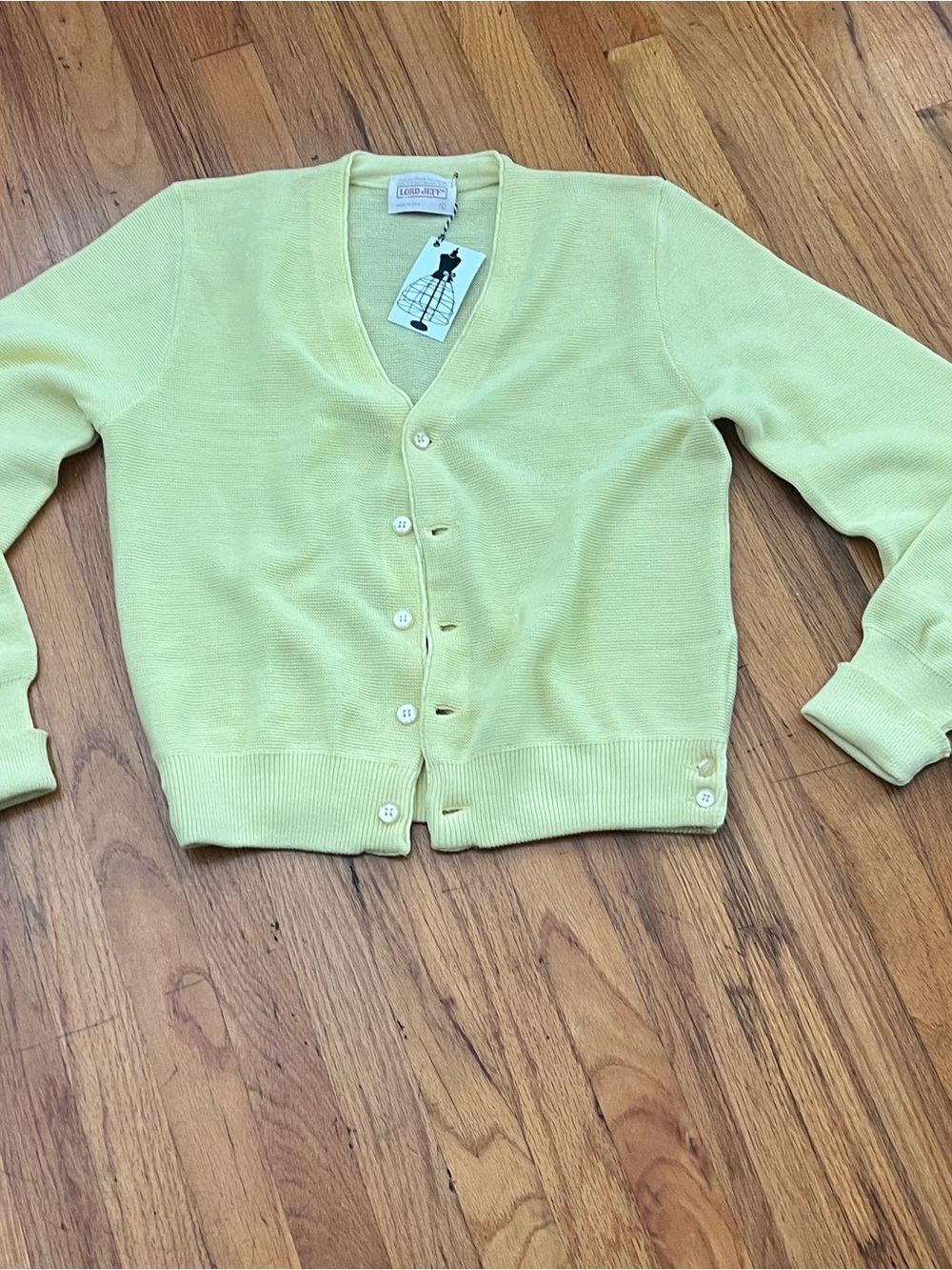 Vintage Lemon Yellow V-Neck Button Cardigan